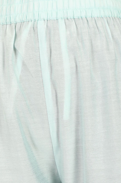 Mint Green Solid Tape Straight Fit Ankle Length Mid Rise Pants