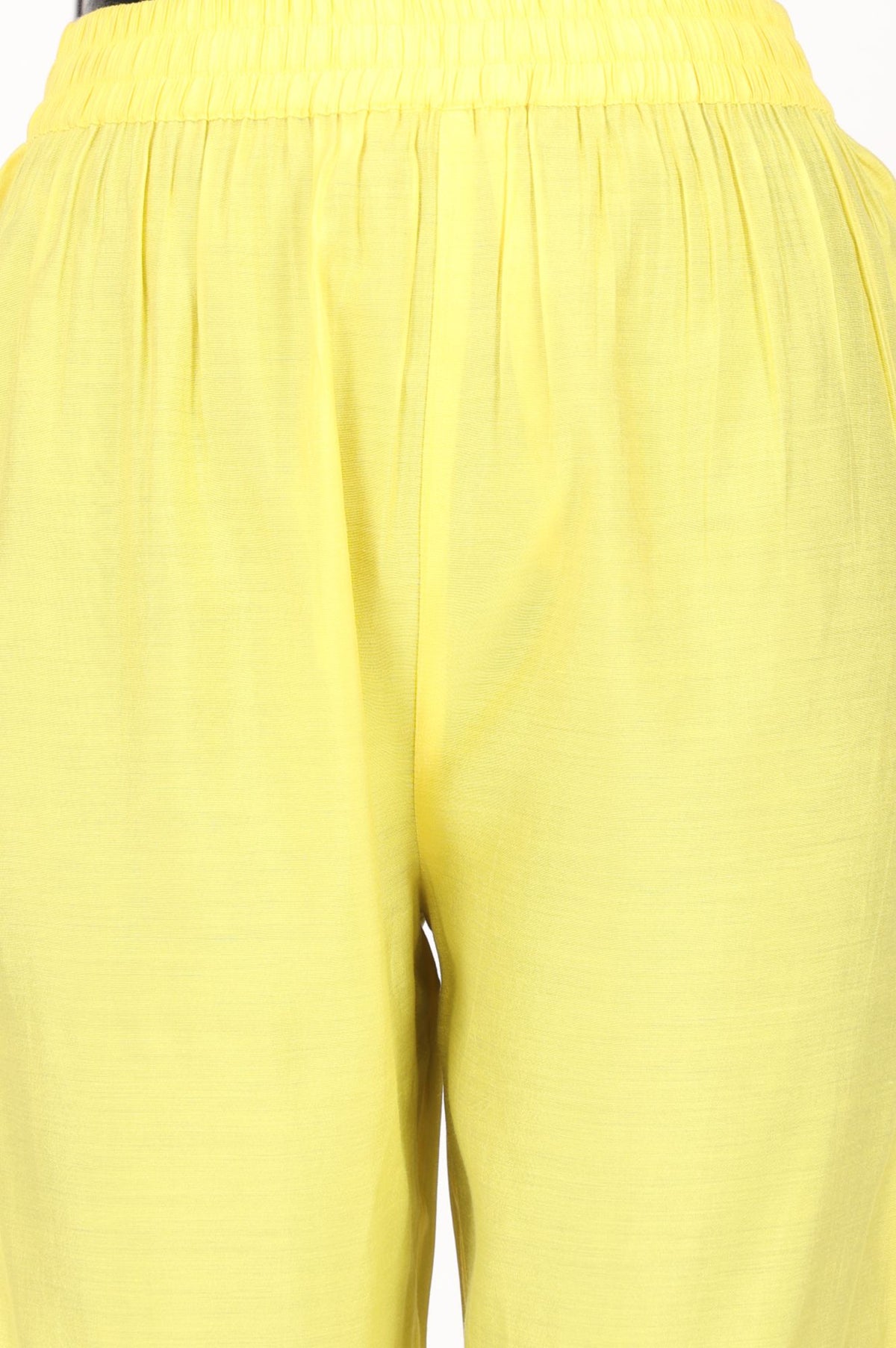 Yellow Solid Tape Straight Fit Ankle Length Mid Rise Pants