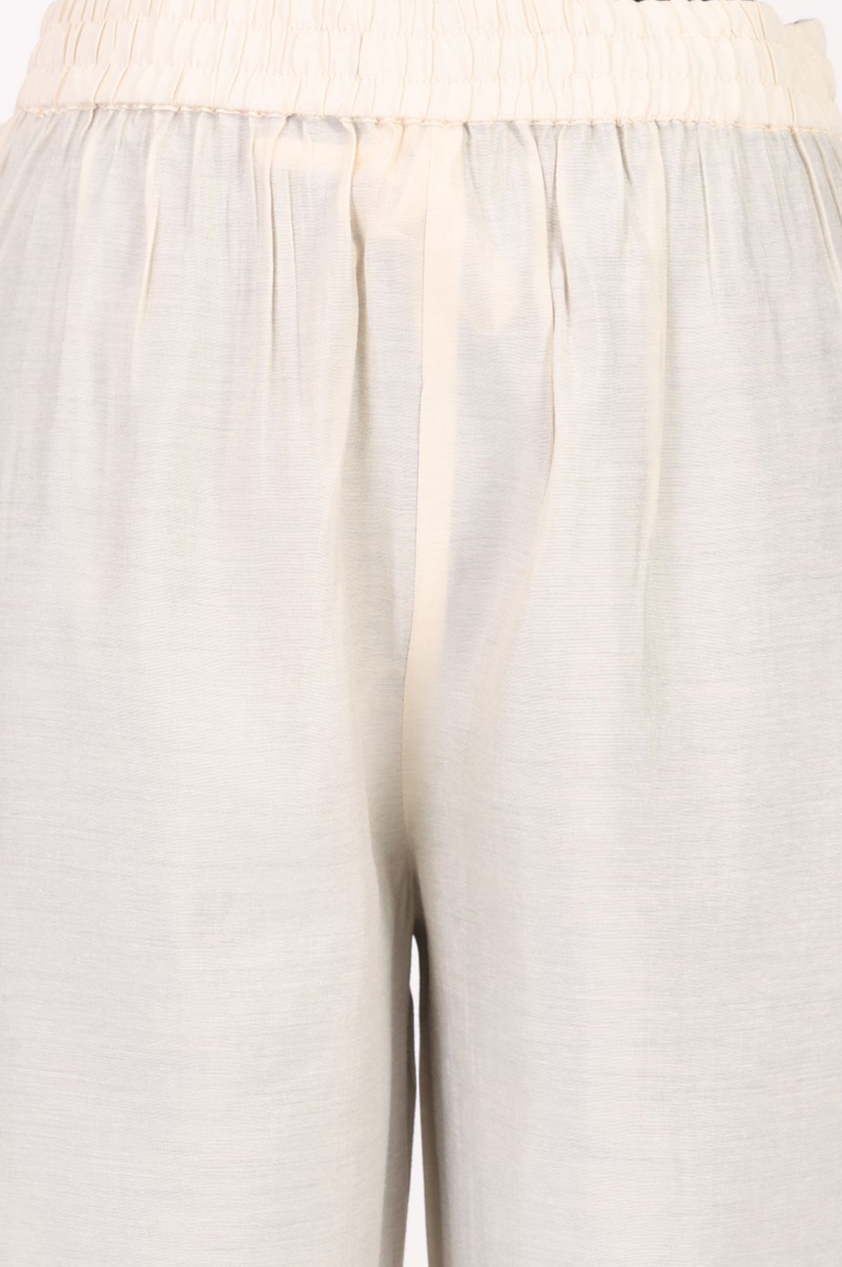 Off White Thread Embroidered Straight Fit Ankle Length Mid Rise Pants