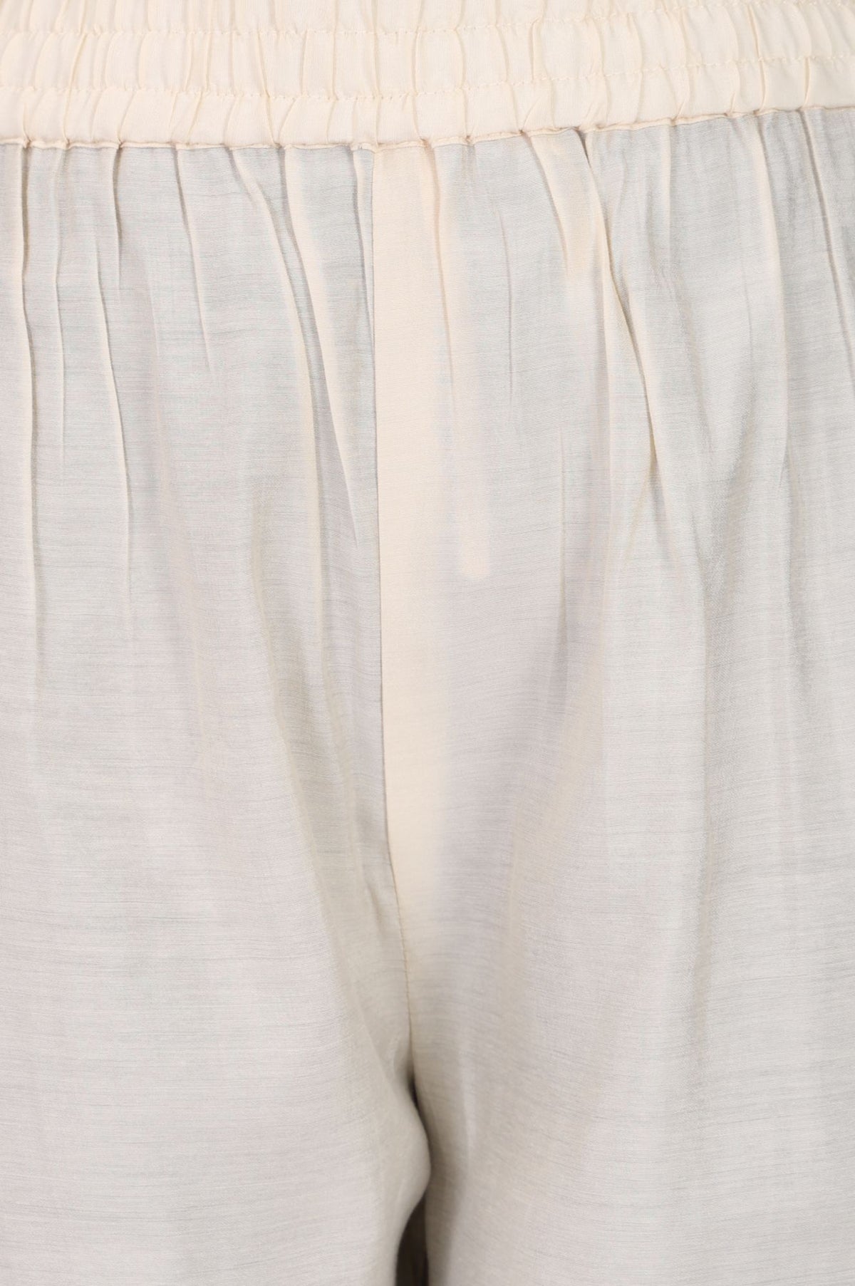 Off White Thread Embroidered Faux Chanderi Straight Fit Ankle Length Mid Rise Pants