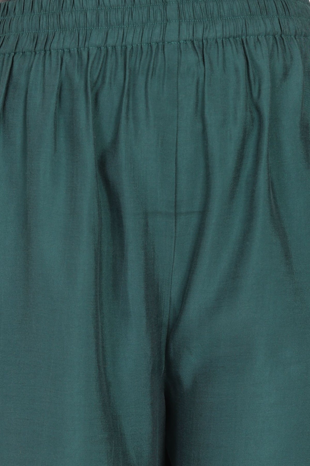 Teal Solid Tape Straight Fit Ankle Length Mid Rise Pants