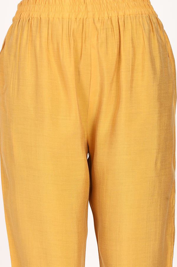 Mustard Straight Fit Ankle Length Pants
