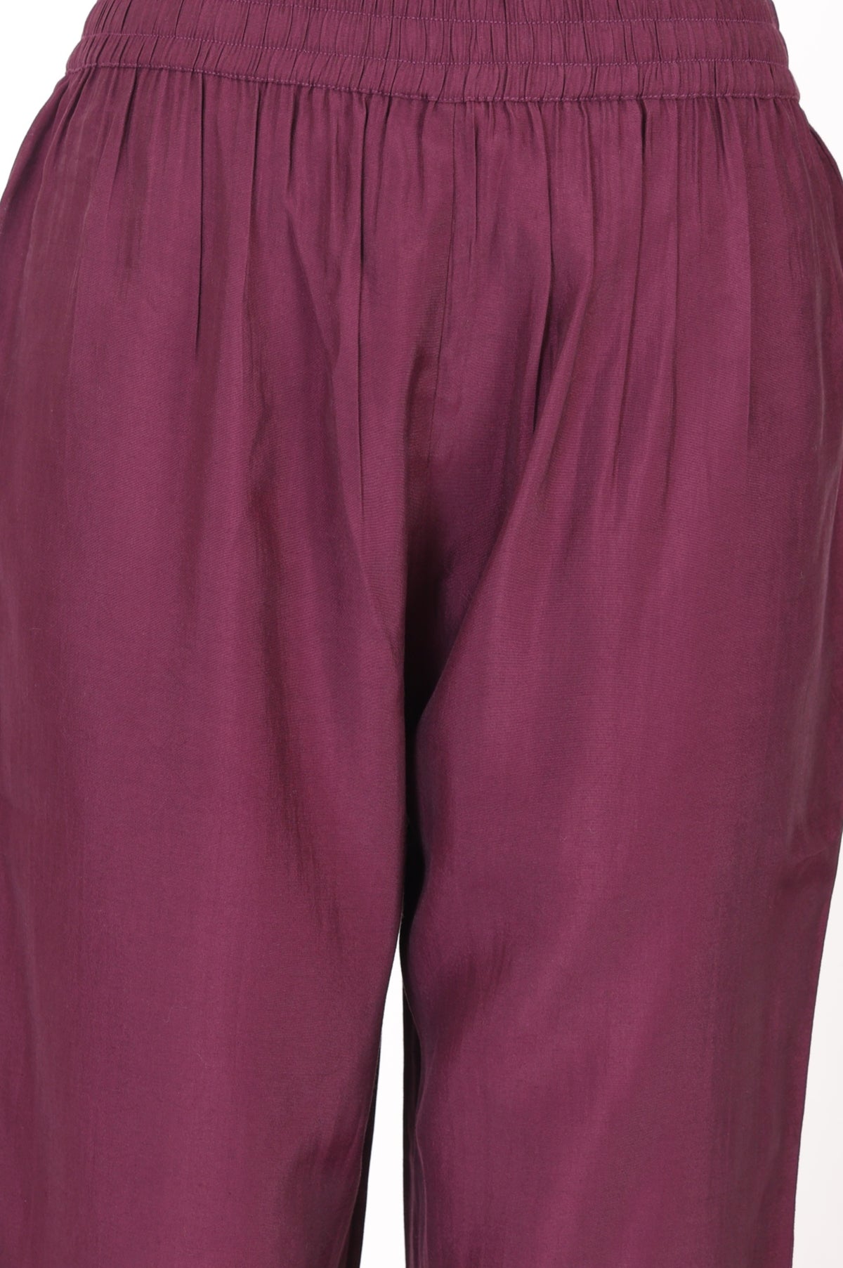 Solid Faux Chanderi Straight Fit Crop Mid Rise Pants