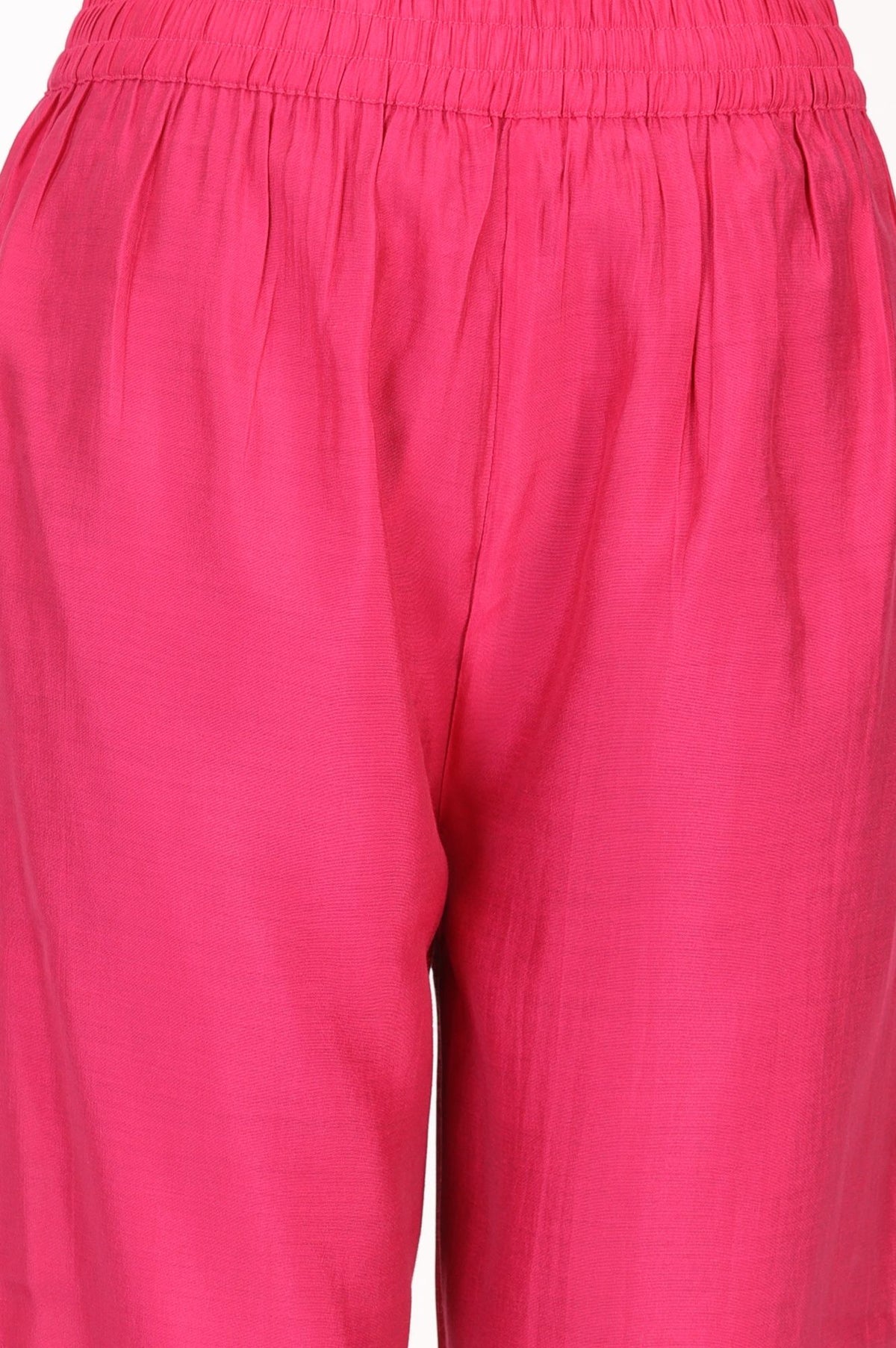 Pink Solid Straight Fit Ankle Length Pants