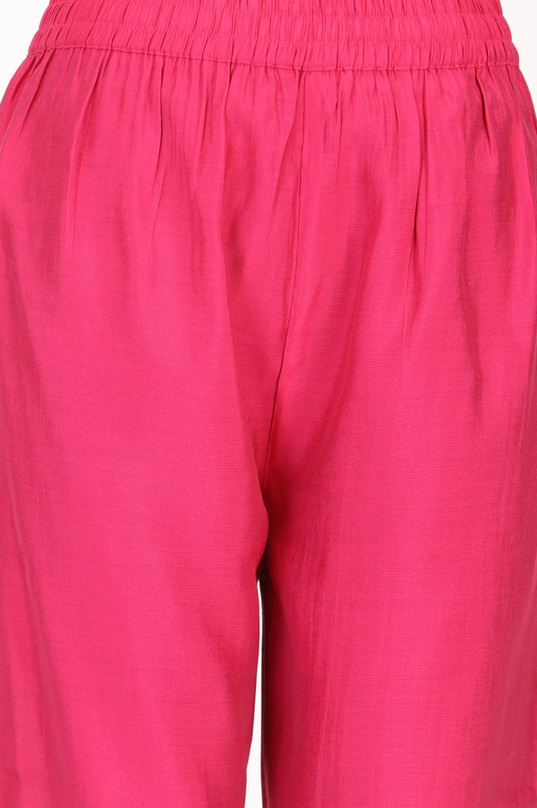 Pink Solid Straight Fit Ankle Length Pants