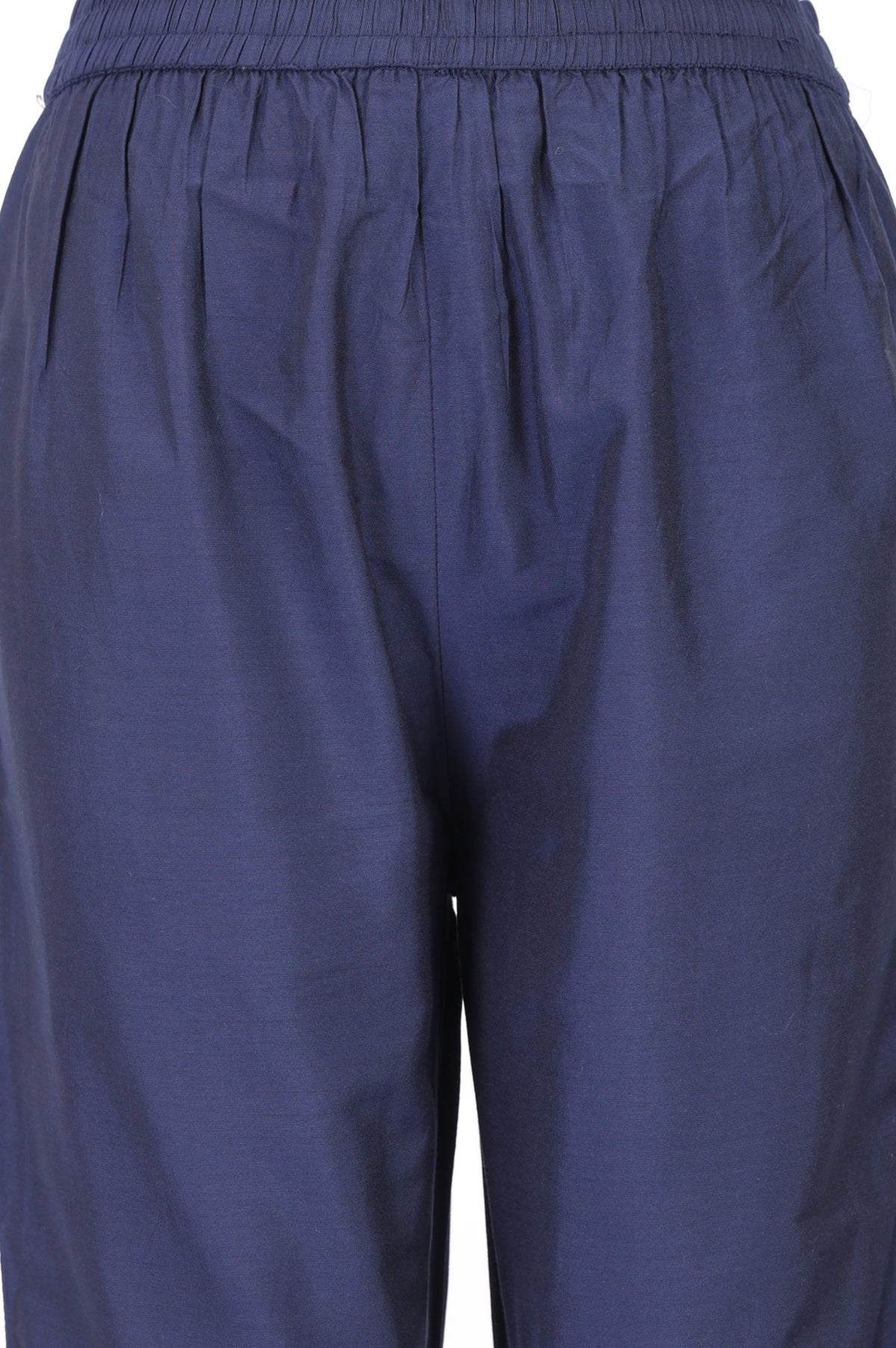 Black Buttons Solid Ps Straight Fit Calf Length Mid Rise Pants