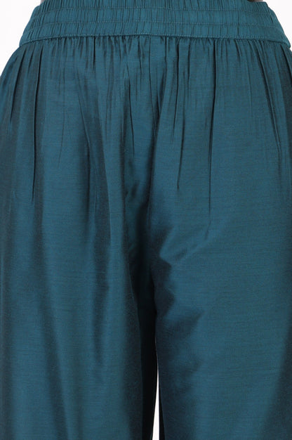 Teal Solid Ps Straight Fit Ankle Length Pants