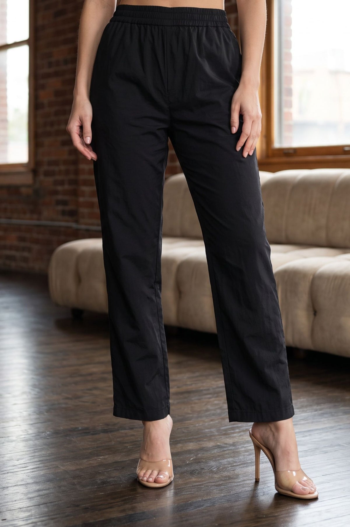 Black Solid Pure Cotton Straight Fit Ankle Length Pants - 10