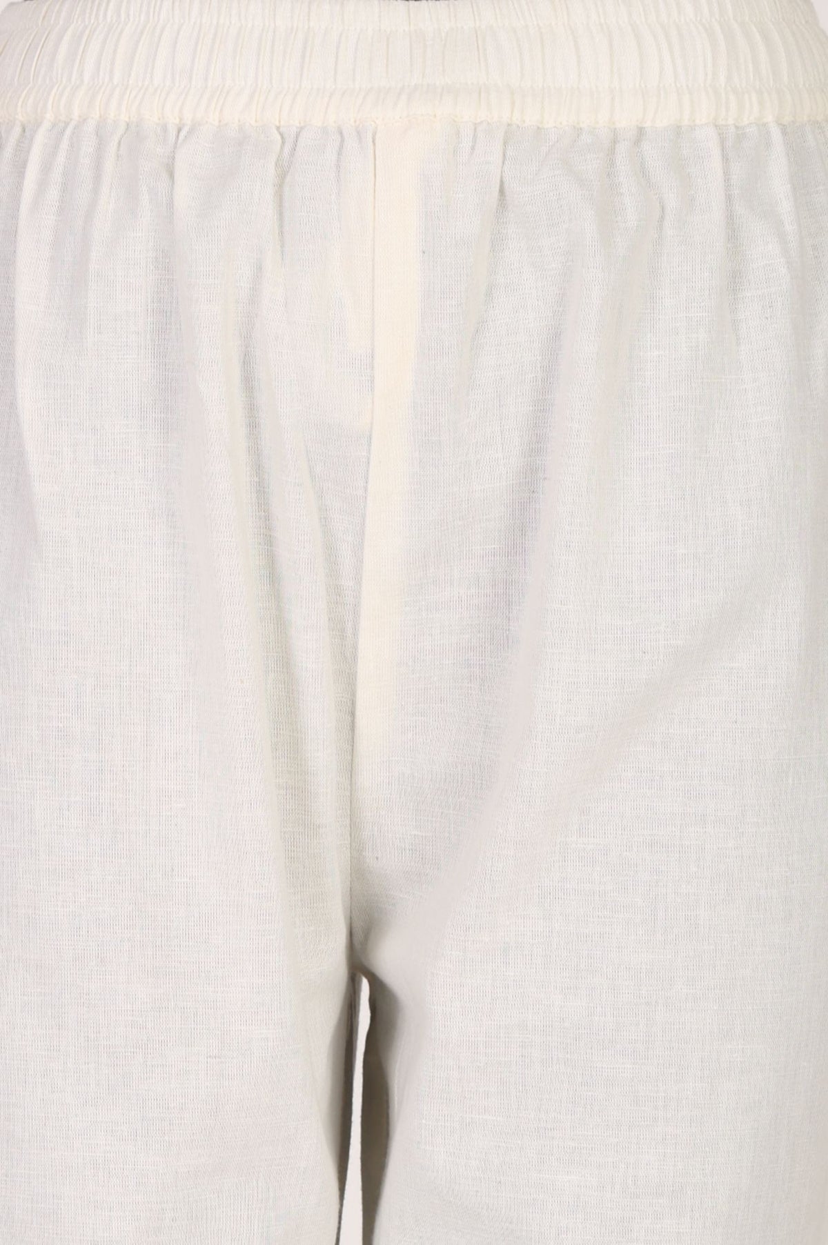 Off White Buttons Solid Straight Fit Ankle Length Mid Rise Pants