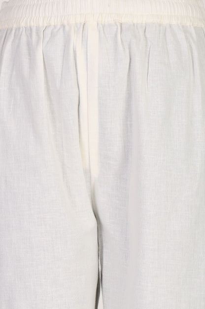 White Solid Buttons Straight Fit Ankle Length Mid Rise Pants