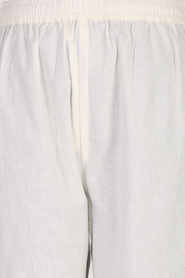 White Solid Buttons Straight Fit Ankle Length Mid Rise Pants