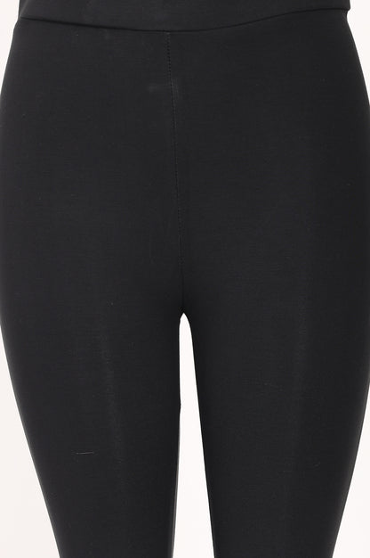 Black Skinny Fit Ankle Length Mid Rise Tights