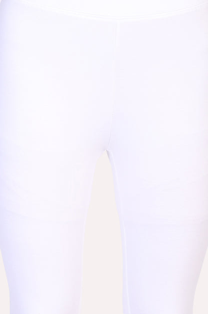 White Solid Skinny Cotton Tights