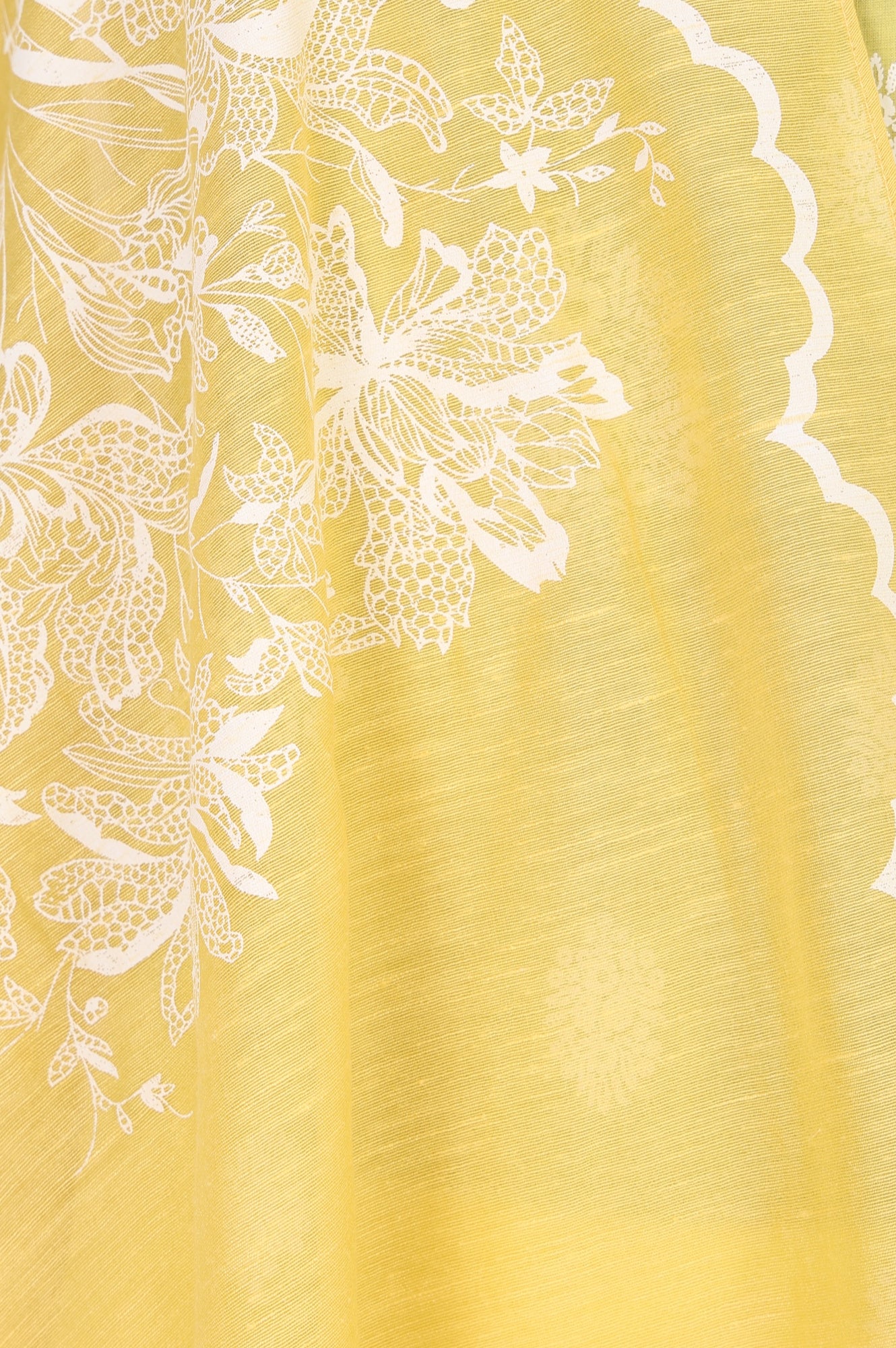 Yellow Cut Work Floral Printed Damini Dupatta