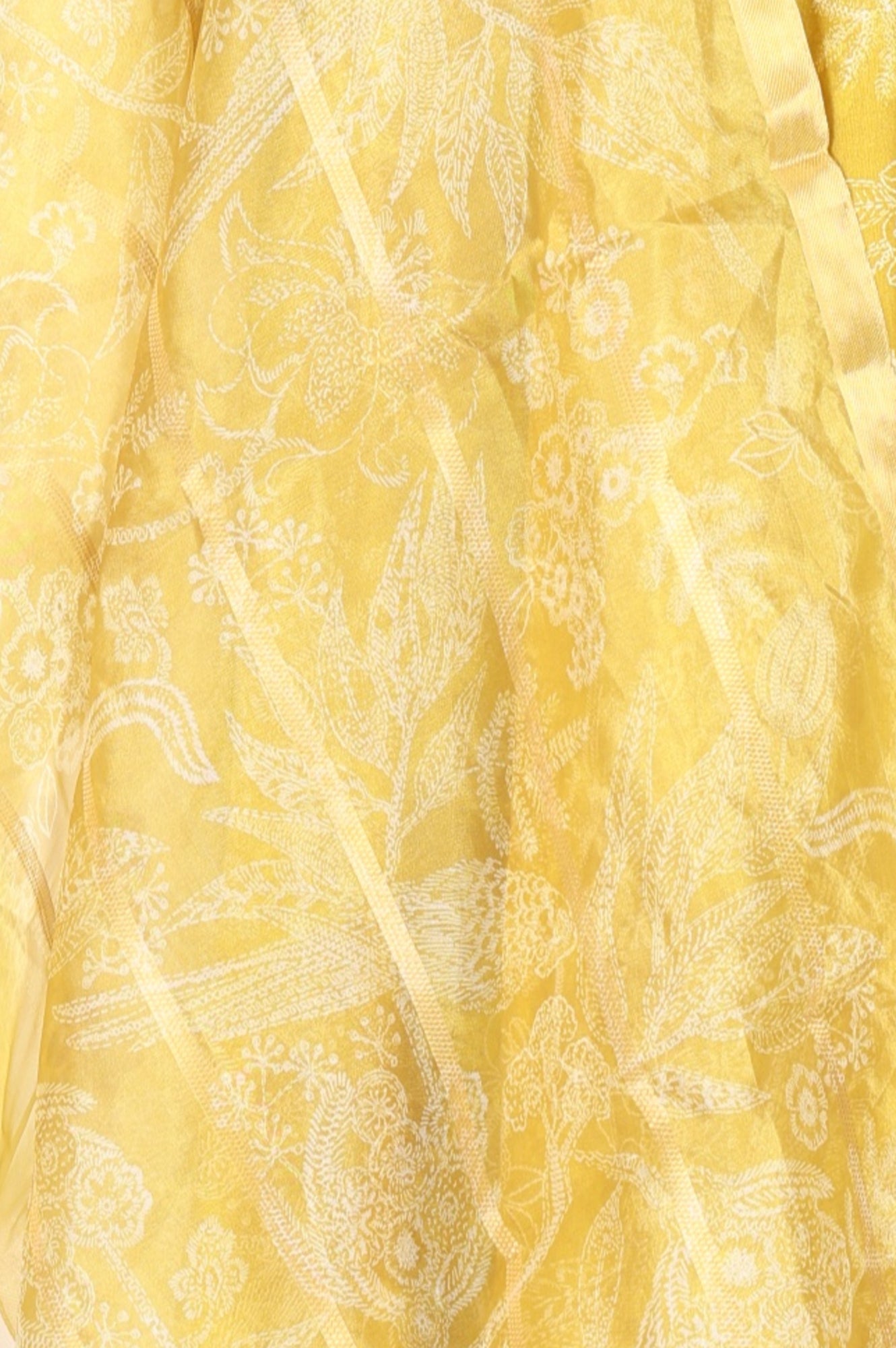 Yellow Floral Printed Semi Sheer Dupatta