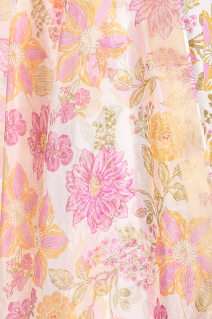 Off White Floral Printed Semi Sheer Dupatta
