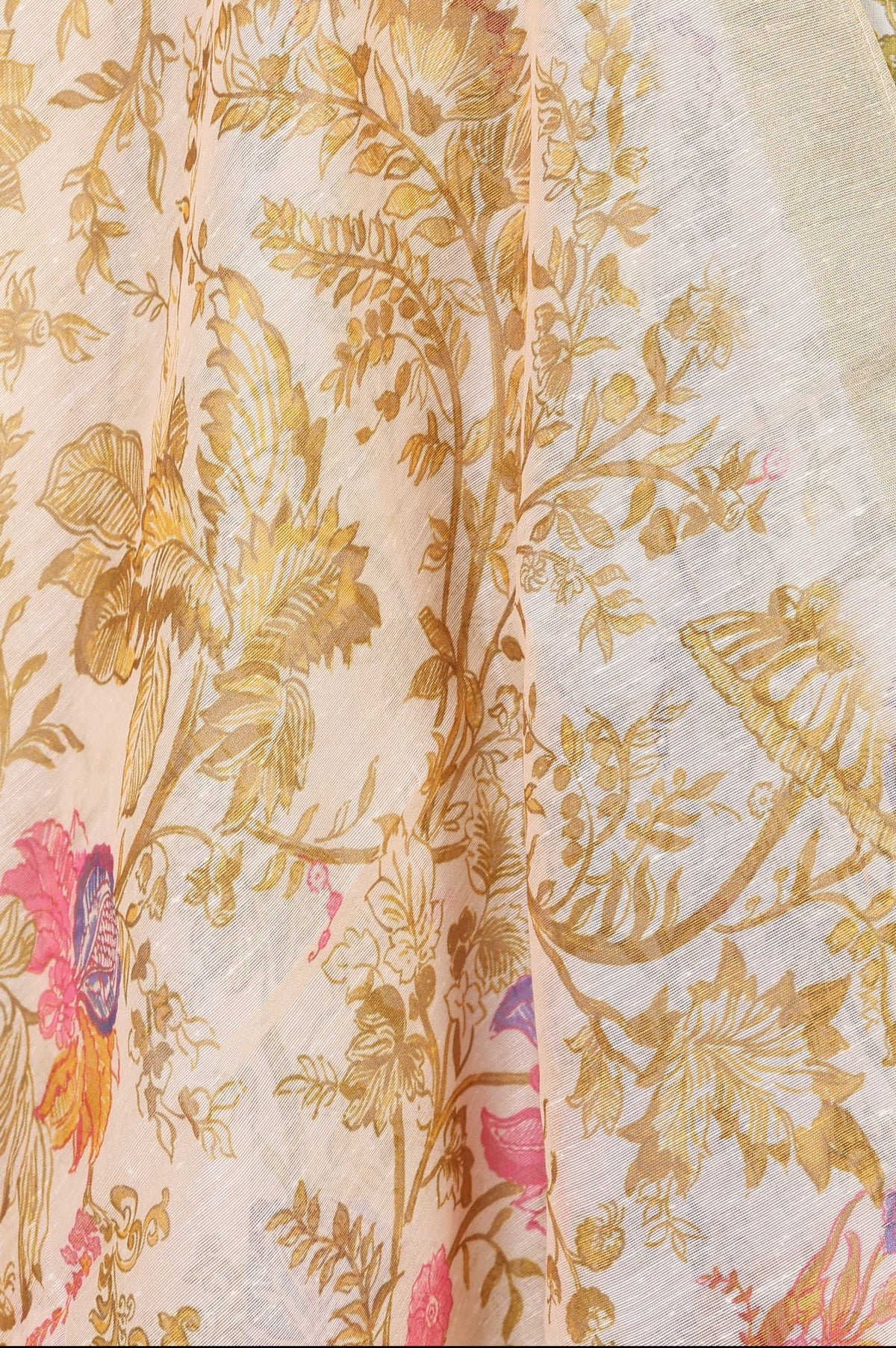 Cream Floral Printed Dupatta