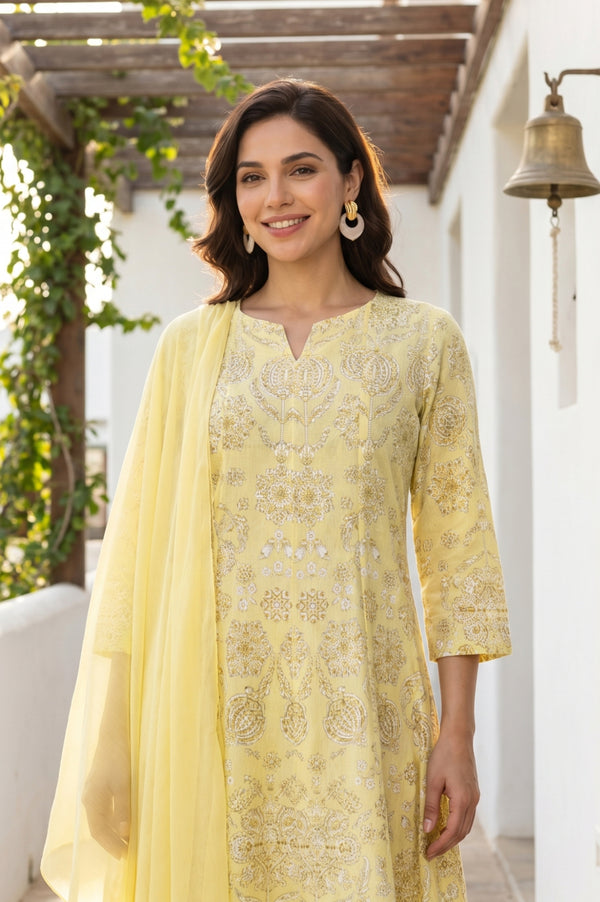 Light Yellow Solid Chiffon Dupatta