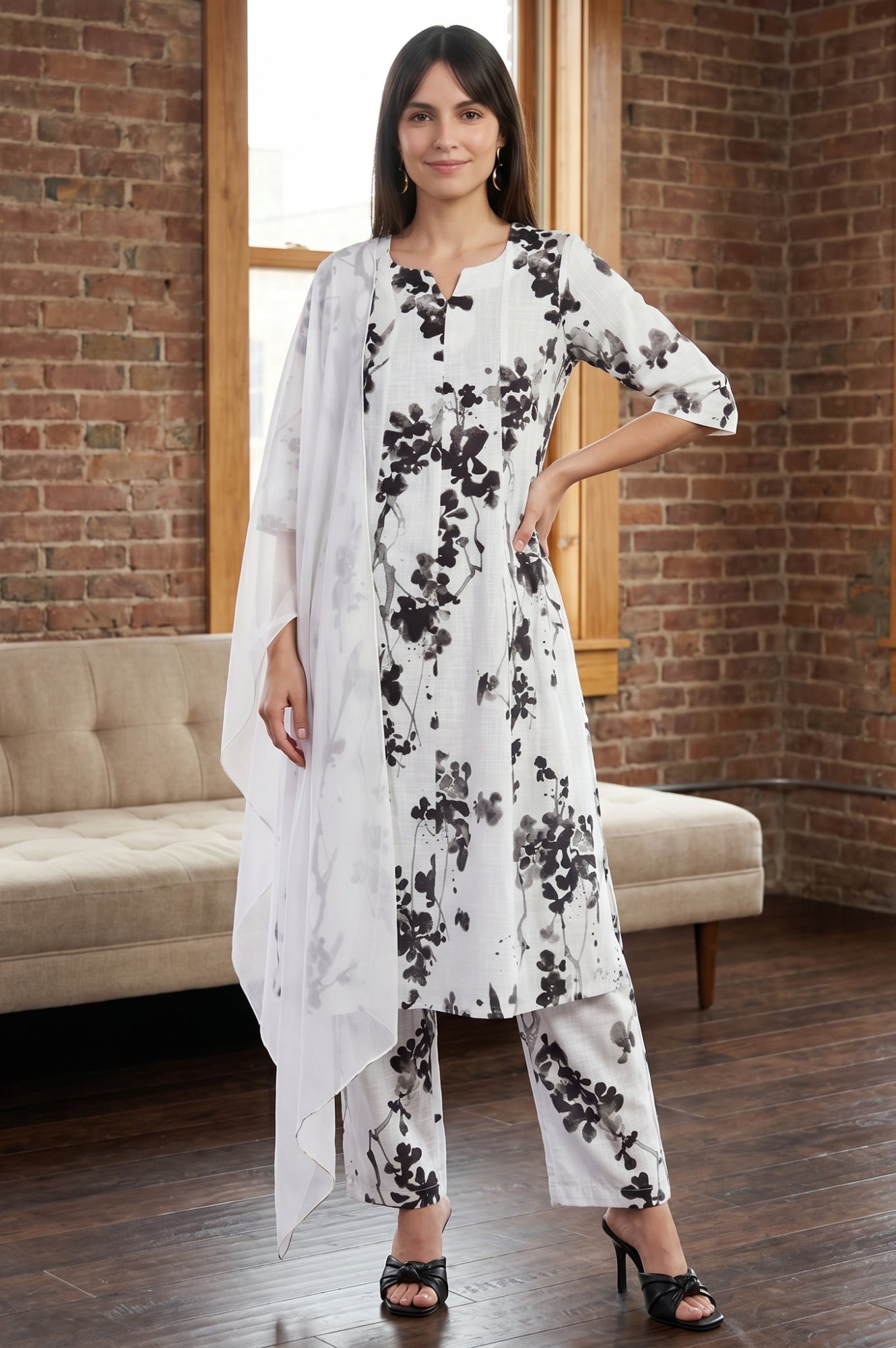 White Solid Chiffon Dupatta
