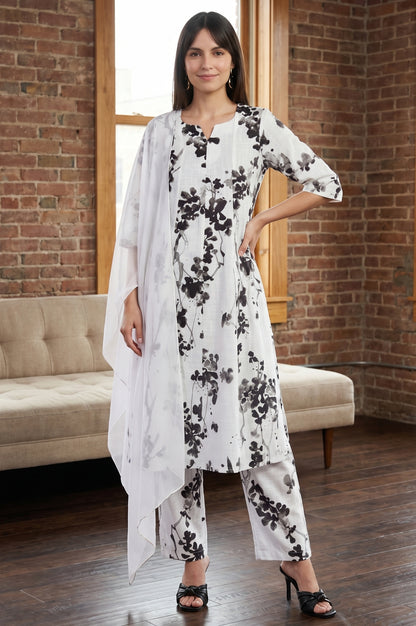 White Solid Chiffon Dupatta