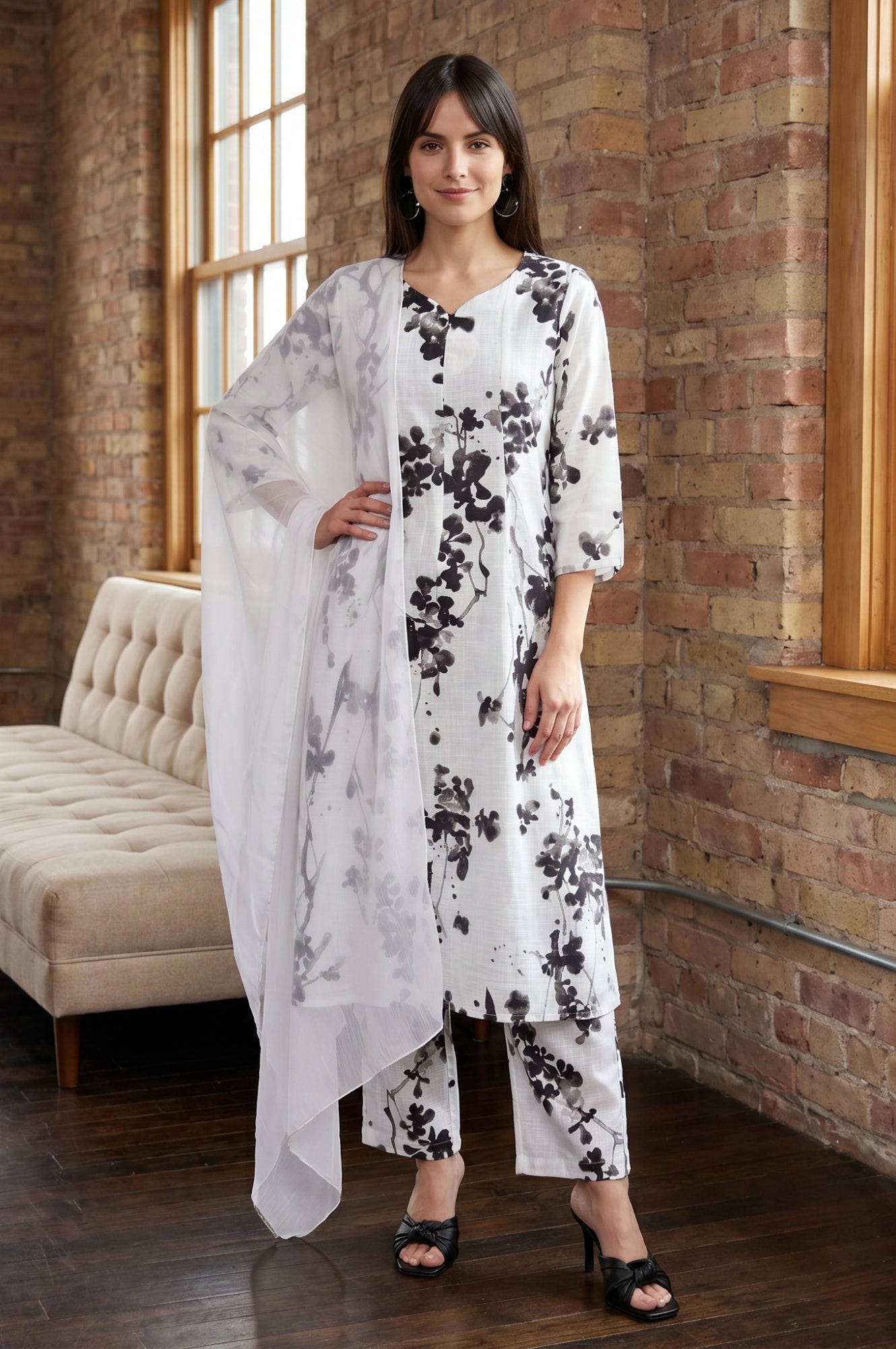 White Solid Chiffon Dupatta