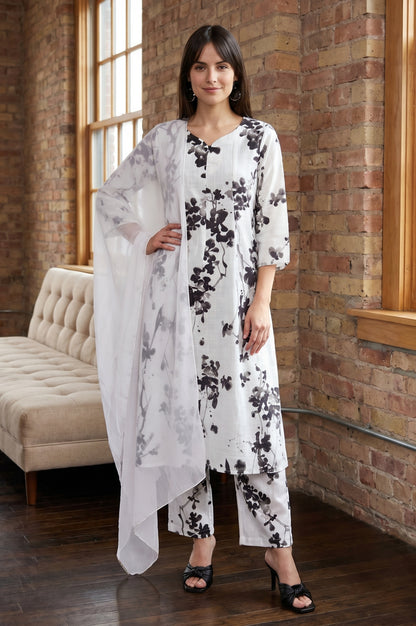 White Solid Chiffon Dupatta
