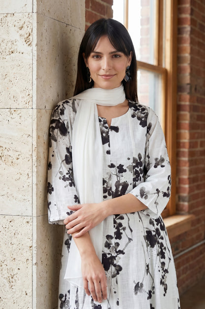 White Solid Chiffon Dupatta
