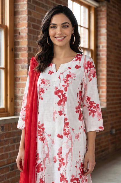 Red Solid Chiffon Dupatta