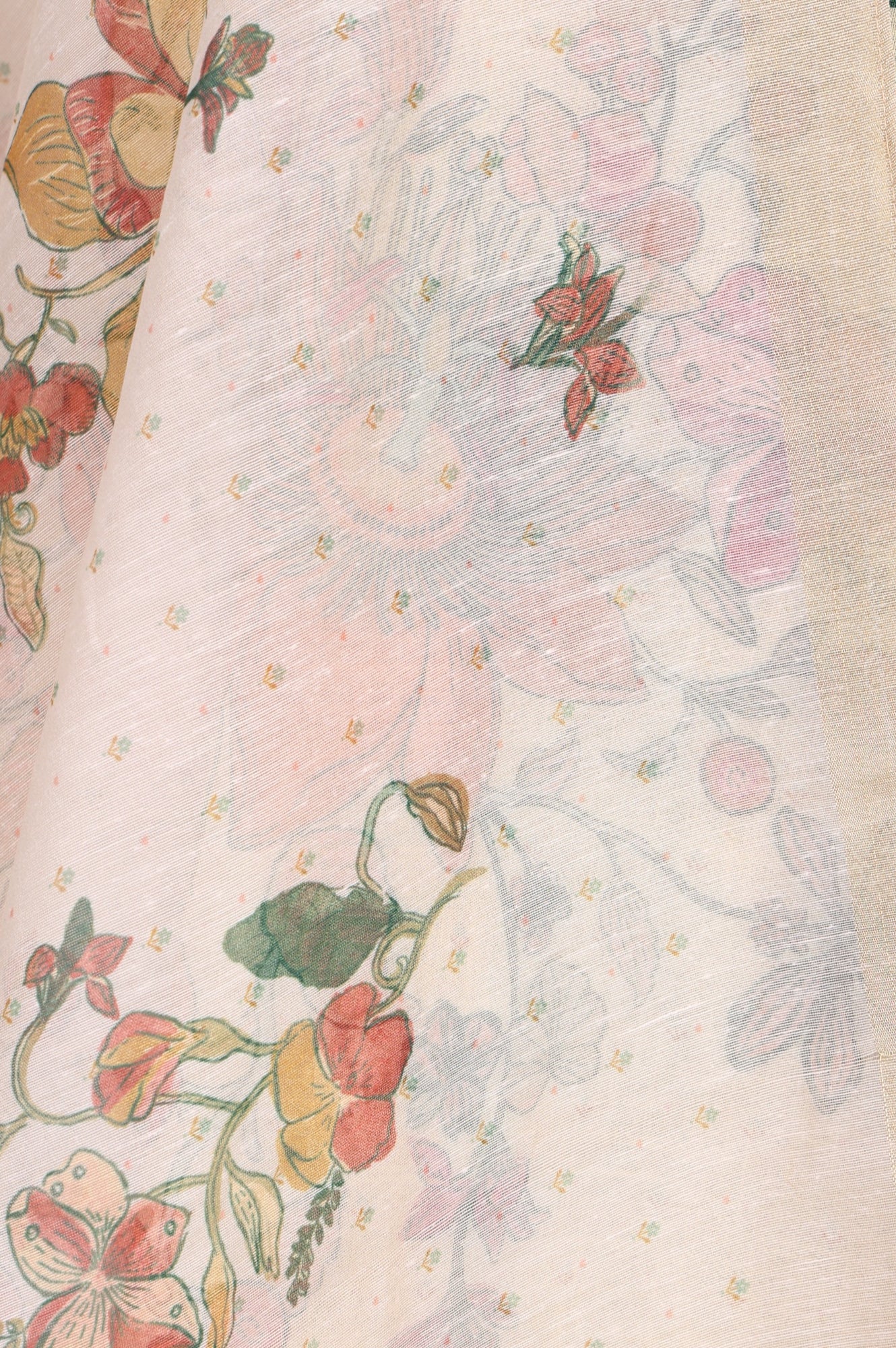 Off White Floral Printed Dupatta