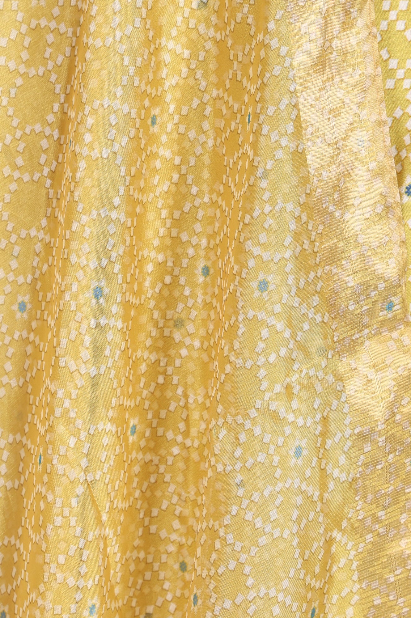 Yellow Geometric Printed Semi Sheer Dupatta