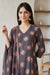 Charcoal Floral Printed Zari Woven Semi Sheer Dupatta