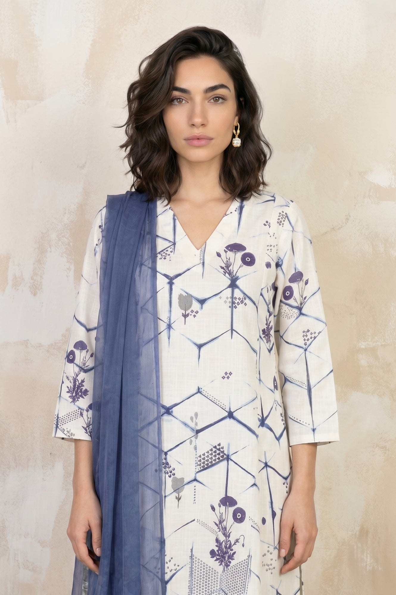 Navy Blue Solid Chiffon Dupatta