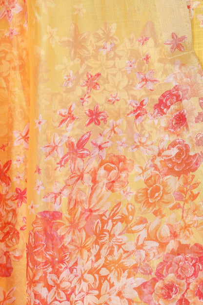 Yellow Floral Printed Dupatta