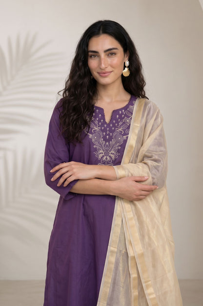 Champagne Yarn Dyed Solid Zari Tissue Dupatta