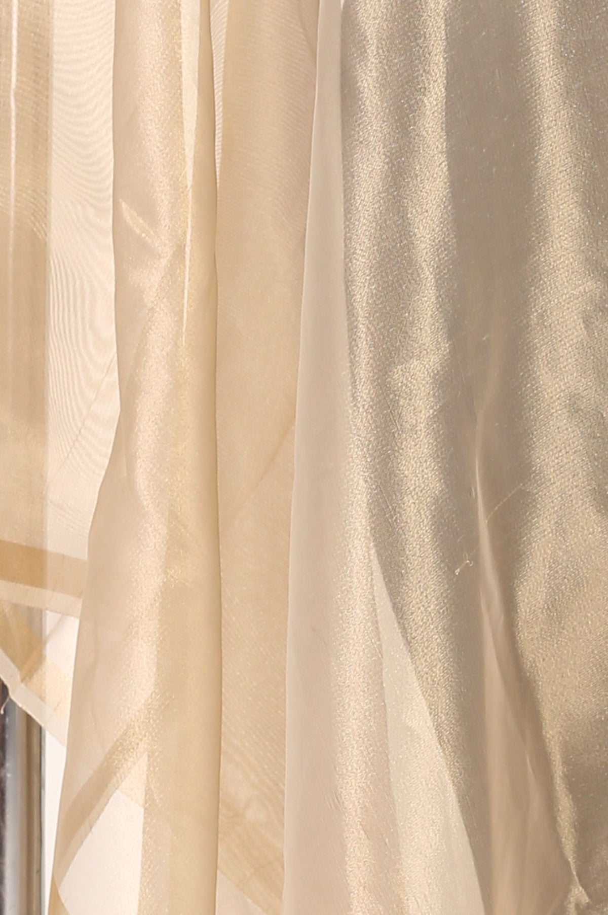 Champagne Yarn Dyed Solid Zari Tissue Dupatta