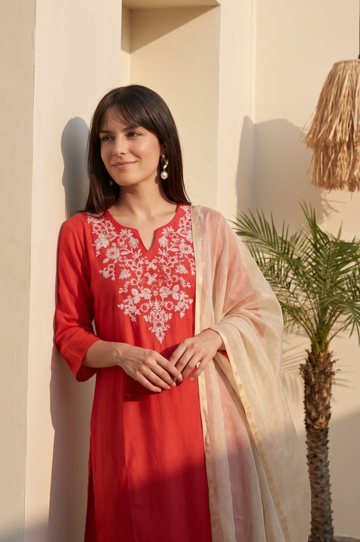 Champagne Solid Shimmer Yarn Dyed Tissue Dupatta