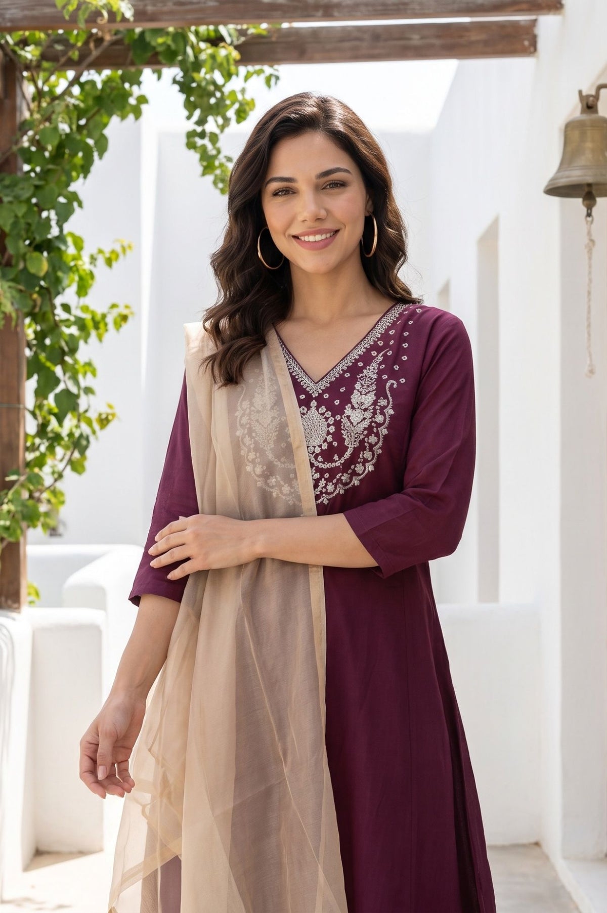 Champagne Yarn Dyed Textured Shimmer Zari Tissue Dupatta