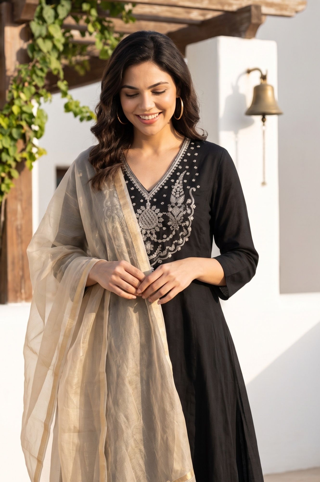 Gold Solid Zari Shimmer Tissue Dupatta