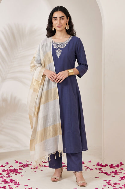 Gold Striped Organza Dupatta