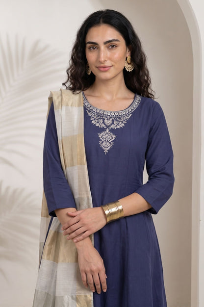 Gold Striped Organza Dupatta