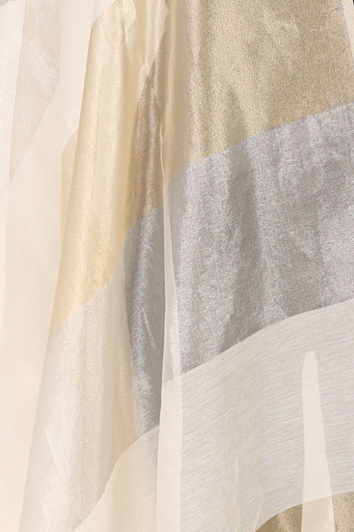 Gold Zari Striped Organza Dupatta