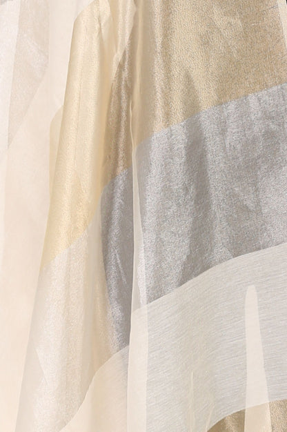 Gold Zari Striped Organza Dupatta