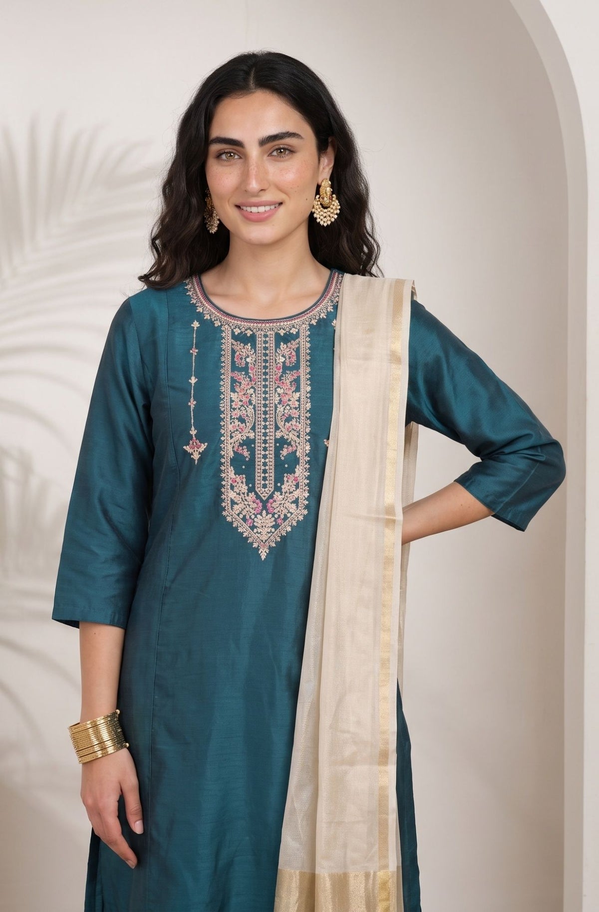 Gold Solid Zari Organza Dupatta