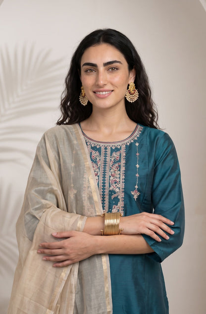 Gold Solid Zari Organza Dupatta
