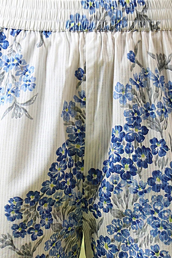 White Floral Printed Pure Cotton Flared Kurta and Pants Co-ord Set