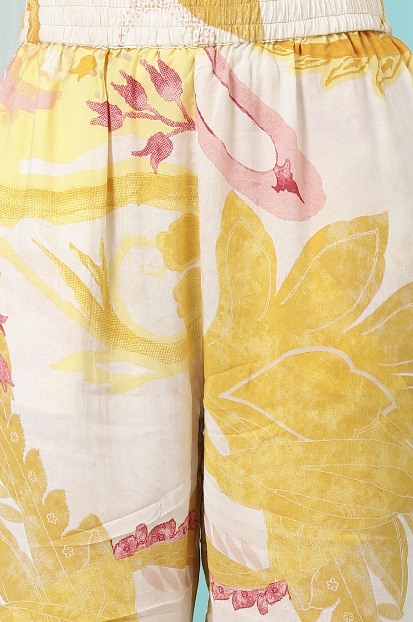 Yellow Bold Floral Printed Modal Straight Kurta and Pants Co-ord Set