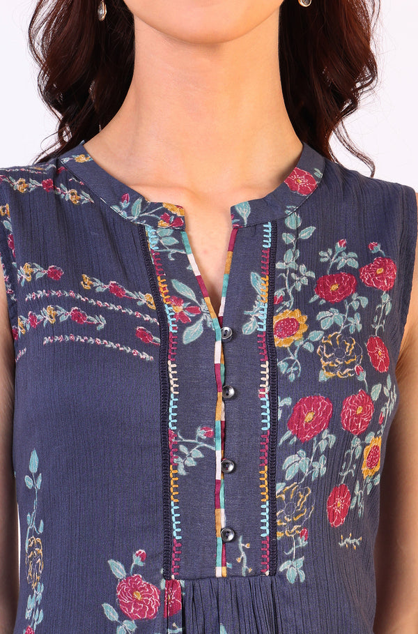 Floral Printed A-line Pure Cotton Kurta & Parallel Pants Set