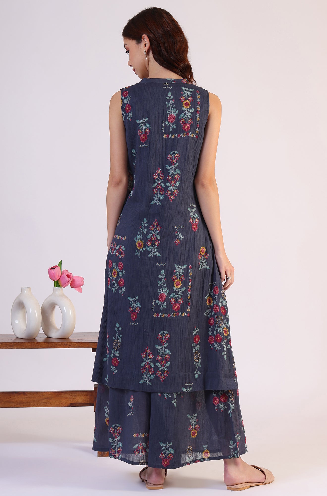 Floral Printed A-line Pure Cotton Kurta &amp; Parallel Pants Set