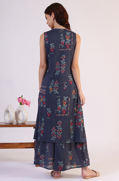 Floral Printed A-line Pure Cotton Kurta &amp; Parallel Pants Set