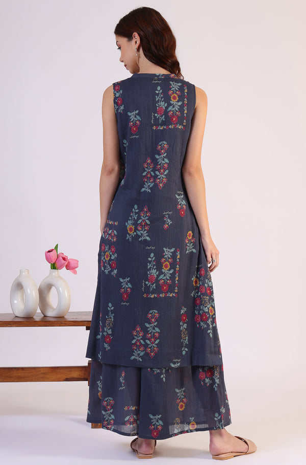 Floral Printed A-line Pure Cotton Kurta & Parallel Pants Set